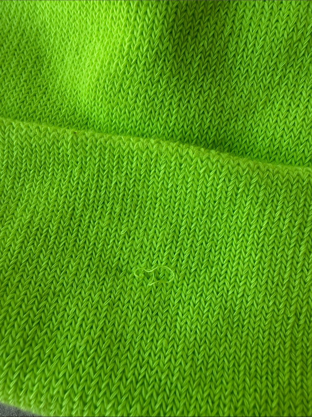 The North Face Neon Yellow-Green Cuffed Beanie with Black Logo Patch - Picture 3 of 4
